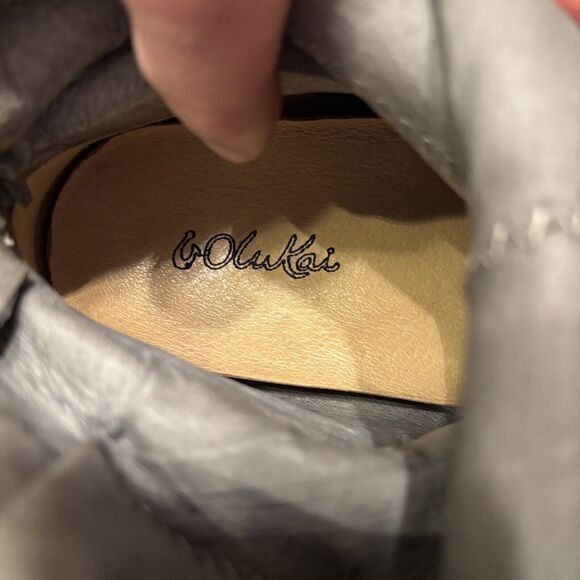 Olukai Women's Holo Lio ll Gray Leather High Riding Boots Western Bohemian Sz 9 - Picture 12 of 15